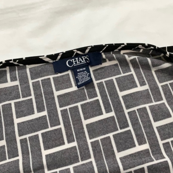 Chaps Geometric Vneck Skirt Overlap Dress - Picture 4 of 9